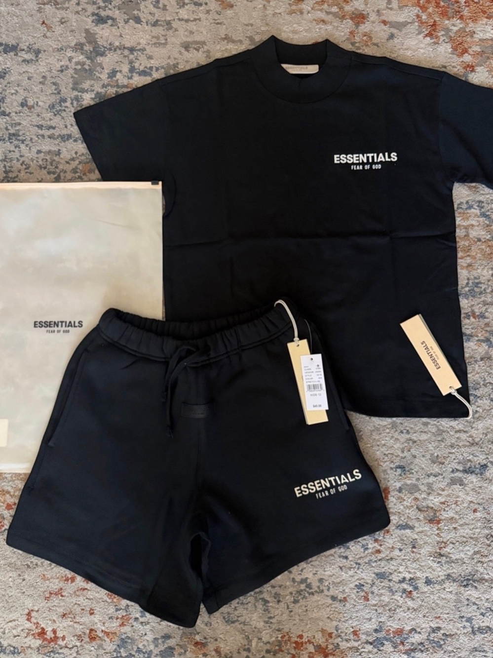 Fear of God ESSENTIALS Kids Black Sweatshirt & Short Set Size 12